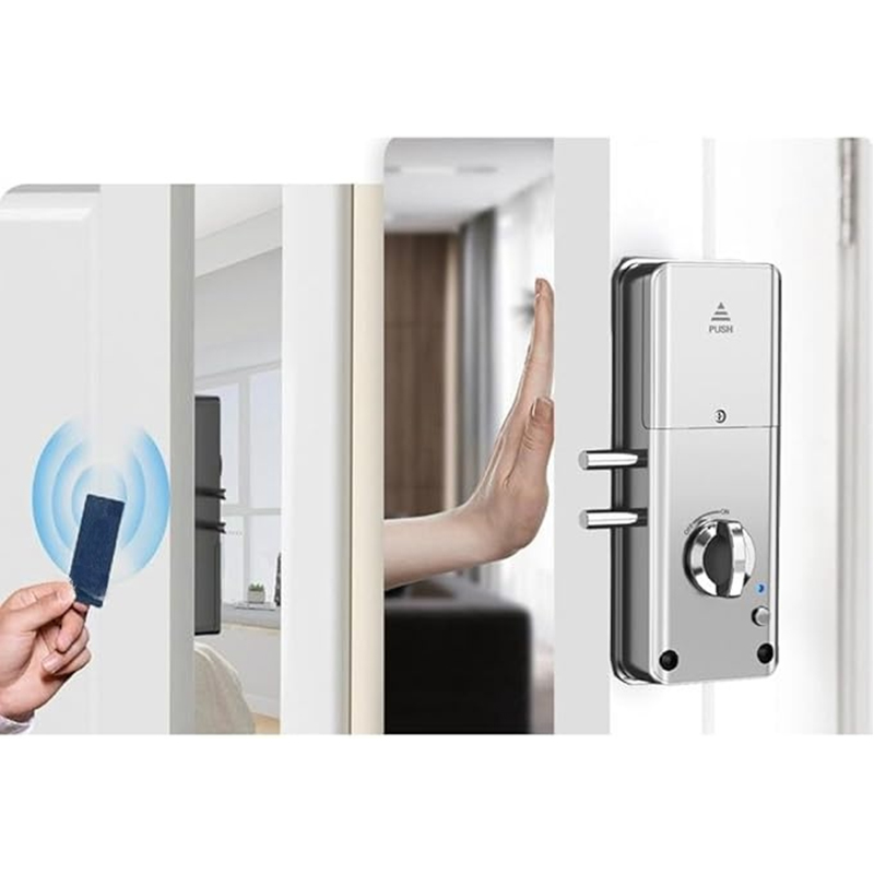 für Tuya intelligentes unsichtbares Türschloss, Einbruch-Türschloss, elektronisches Smart-Lock-App-Karte/APP-Entriegelung, unsichtbarer Türschloss, Riegel (schwarz)