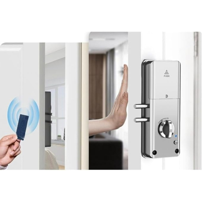 für Tuya intelligentes unsichtbares Türschloss, Einbruch-Türschloss, elektronisches Smart-Lock-App-Karte/APP-Entriegelung, unsichtbarer Türschloss, Riegel (schwarz)