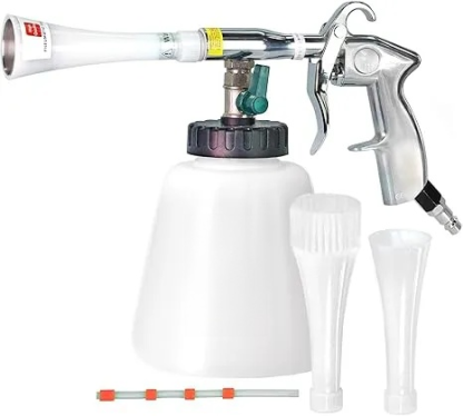 Druckluft Reinigungspistole Classic - Wirbelwind-Effekt für effiziente Schmutzentfernung im Auto - mit 1-Liter-Beh?lter, Trichter und Trichter mit Bürste