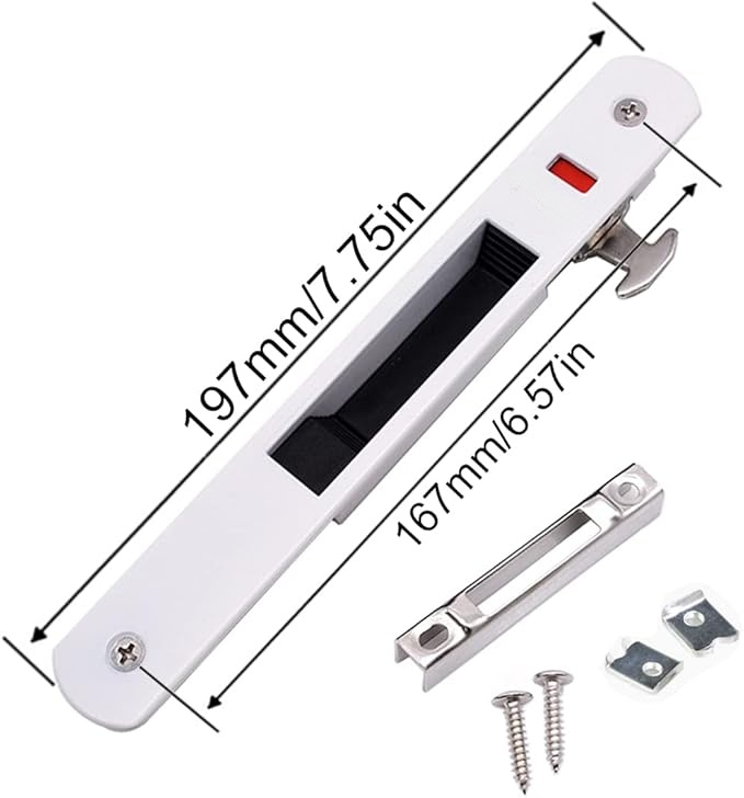 2PCS Türschloss, Schiebetür-Fenster-Hakenschloss, Schiebetür-bündiger Riegel, mobile Tür, einseitiger Schlossverschluss für Zuhause