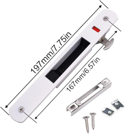 2PCS Türschloss, Schiebetür-Fenster-Hakenschloss, Schiebetür-bündiger Riegel, mobile Tür, einseitiger Schlossverschluss für Zuhause