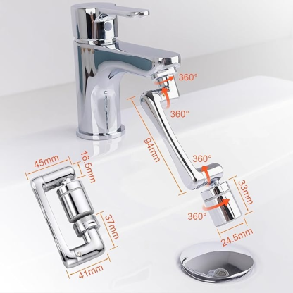 Wasserhahn Aufsatz Verl?ngerung Drehbarer 1440°, Wassersparendem Strahlregler für Küche Badezimmer, Rotierender Wasserhahn Schwenkbarer, Messing