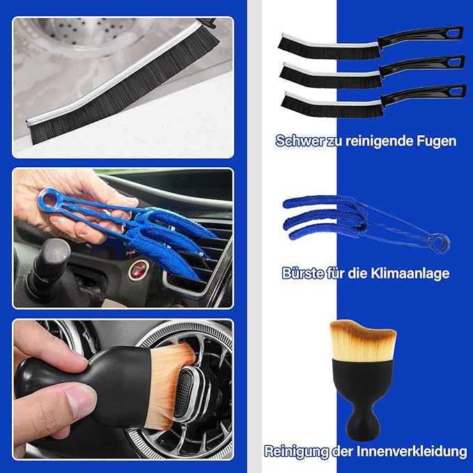 Auto Reinigungsset, 31 Stück Autopflege Set, Auto Detailing Pinsel Auto Waschanlage Set, Staubentfernungsbürste für Auto Innen und Au?en, Lüftungsschlitz, Armaturenbrett, Motor, R?der,