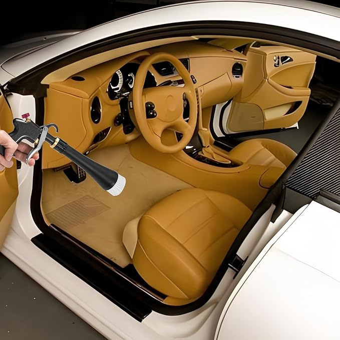 Hochdruck-Autoinnensprüh-Waschpistole mit 2 Düsensprühger?ten, Dual Air Flow Control, 360° drehbare Auto Fahrzeug Reinigungspistole für effiziente Reinigung, Schwarz