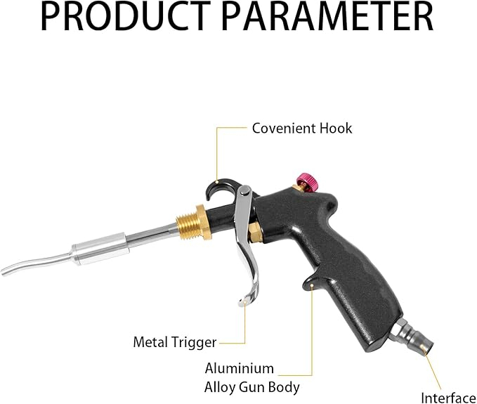 Hochdruck-Autoinnensprüh-Waschpistole mit 2 Düsensprühger?ten, Dual Air Flow Control, 360° drehbare Auto Fahrzeug Reinigungspistole für effiziente Reinigung, Schwarz