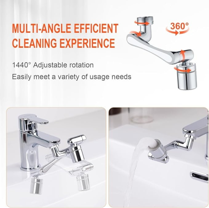 Wasserhahn Aufsatz Verl?ngerung Drehbarer 1440°, Wassersparendem Strahlregler für Küche Badezimmer, Rotierender Wasserhahn Schwenkbarer, Messing