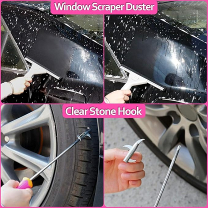 Rosa Auto Reinigungs Set innen und au?en, Autowaschset für Frauen - Reinigungsgel, Mikrofaser-Reinigungstuch, Autowaschhandschuh, Staubtuch, Rakel, Mikrofaser-Wachsapplikator (17 Stück)