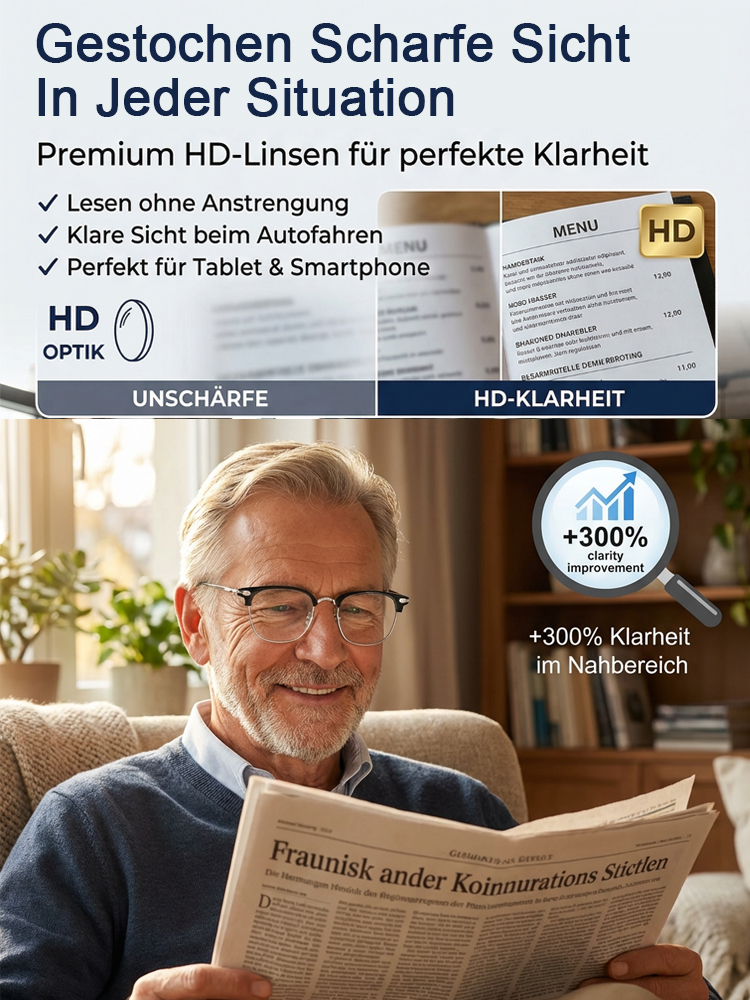 【Das beste Geschenk für Eltern】Neuro-Adaptiv HD Lesebrille | Laborklasse Präzisionsoptik | Submarin-Grade Titan Verbundstoff 👓 🇩🇪