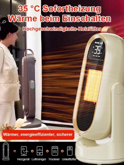 Schnelles Aufheizen in drei Sekunden 🔥 Leiser und energiesparender Schnellheizer für das ganze Haus 💦 Badezimmergeeignet (IPX7)