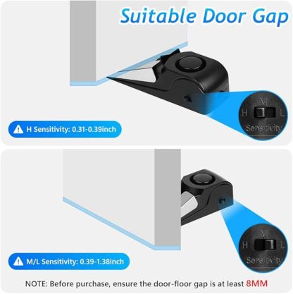Türstopper Alarm, 2 Stück Alarm Türstopper Türalarm Einbruchschutz 120dB, Tür Sicherheit Einstellbares Doppelschutz, Sicherheitsger?t für Zuhause, Hotel und Reisen, (Batterien nicht im)