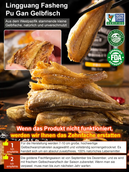 [200 Stück/Packung] Verzehrfertige, herzhafte und knusprige getrocknete kleine Gelbflossen-Umberfische ❤ Nicht frittiert, kalorienarm🐟Getrocknete Tiefseefische, schwer zu fangen