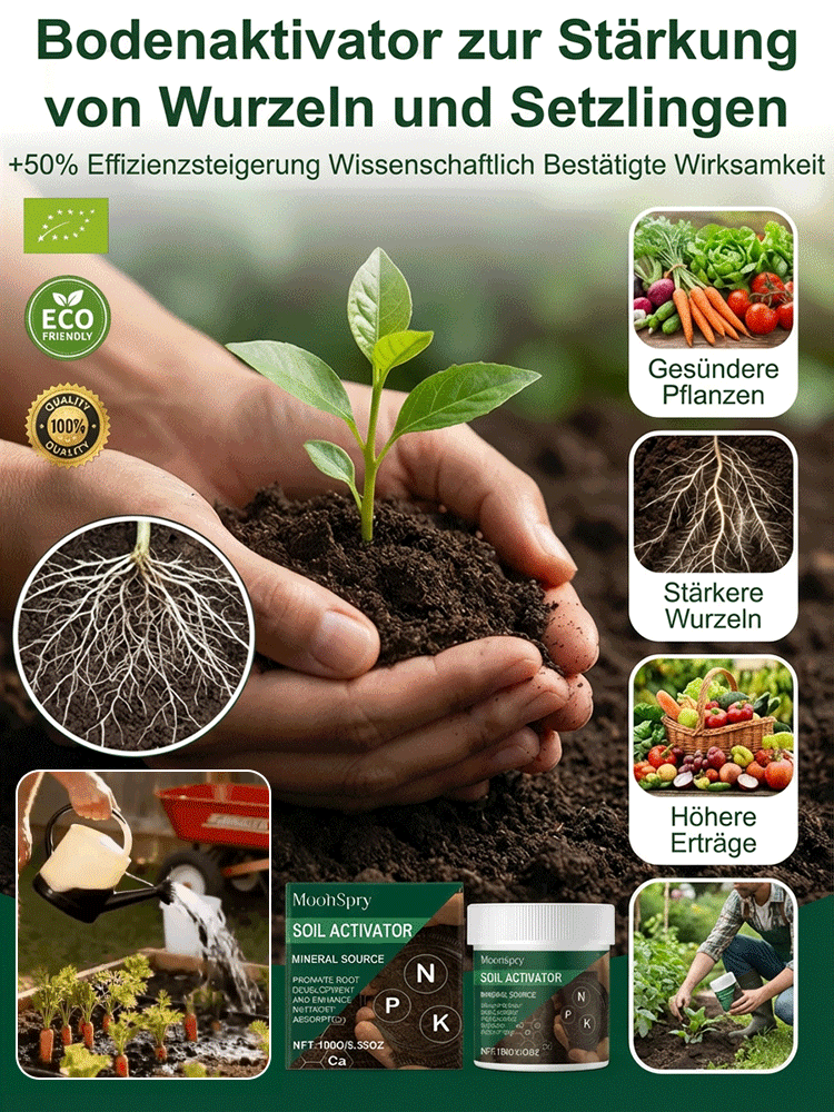  MoonSpry Bio Bodenhilfsstoff | Rettung für Pflanzen in 14 Tagen | TÜV Geprüft | Lockert Lehm und Sandböden 🌱 🚜