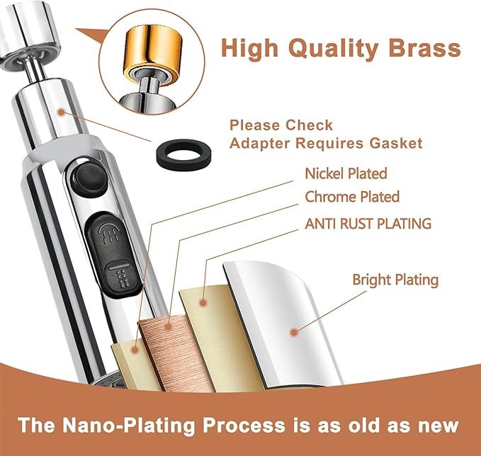 Aufsatz Schwenkbar Luftsprudler 360 Grad 3 Modi Bubbler Filter Wasserhahn Verl?ngerung Mit Sprühfunktion 5 Adaptern Wassersparender für Küche/Bad (Silber)