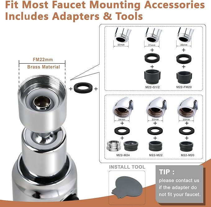 Aufsatz Schwenkbar Luftsprudler 360 Grad 3 Modi Bubbler Filter Wasserhahn Verl?ngerung Mit Sprühfunktion 5 Adaptern Wassersparender für Küche/Bad (Silber)