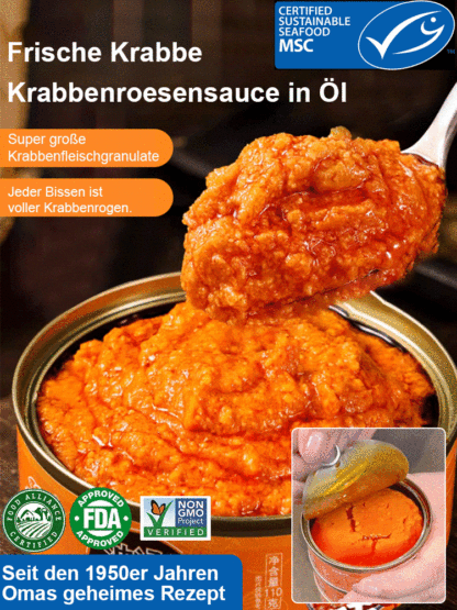 [2 für 1] Frischer Krabbenrogen in Öl – Krabbenrogen aus der Dose 🦀 Würzig und köstlich 🤤 Hergestellt aus hochwertigen Zutaten, reinem Krabbenrogen! 🌊 ⭐