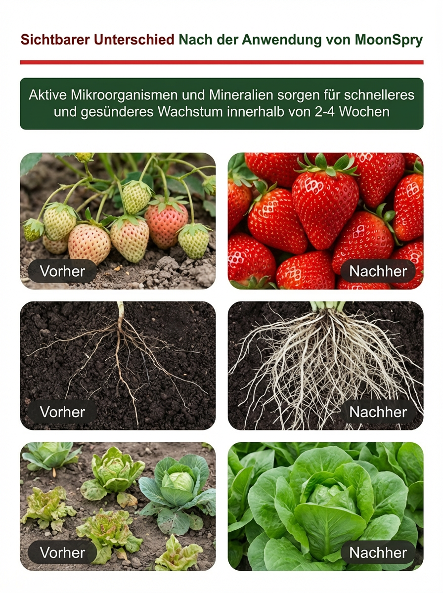  MoonSpry Bio Bodenhilfsstoff | Rettung für Pflanzen in 14 Tagen | TÜV Geprüft | Lockert Lehm und Sandböden 🌱 🚜