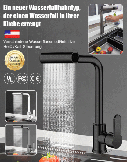 Kalt-warm drehbarer Universal-Ausziehhahn💧 Schluss mit Bücken! ✅ Dieser ausziehbare Wasserhahn mit Filter und 4 Modi schont Ihren Rücken und spart Wasser.