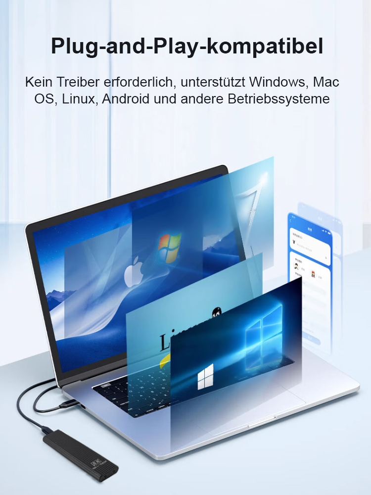 16 TB Profi-SSD – 905 MB/s Highspeed, USB 3.2 Gen2 und kompatibel mit Smartphone und PC 🛡️💾 