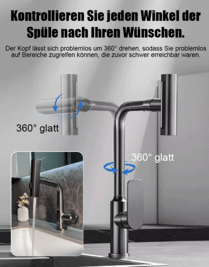 Kalt-warm drehbarer Universal-Ausziehhahn💧 Schluss mit Bücken! ✅ Dieser ausziehbare Wasserhahn mit Filter und 4 Modi schont Ihren Rücken und spart Wasser.