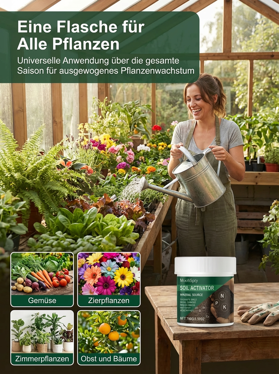  MoonSpry Bio Bodenhilfsstoff | Rettung für Pflanzen in 14 Tagen | TÜV Geprüft | Lockert Lehm und Sandböden 🌱 🚜