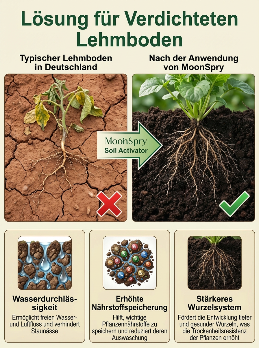  MoonSpry Bio Bodenhilfsstoff | Rettung für Pflanzen in 14 Tagen | TÜV Geprüft | Lockert Lehm und Sandböden 🌱 🚜