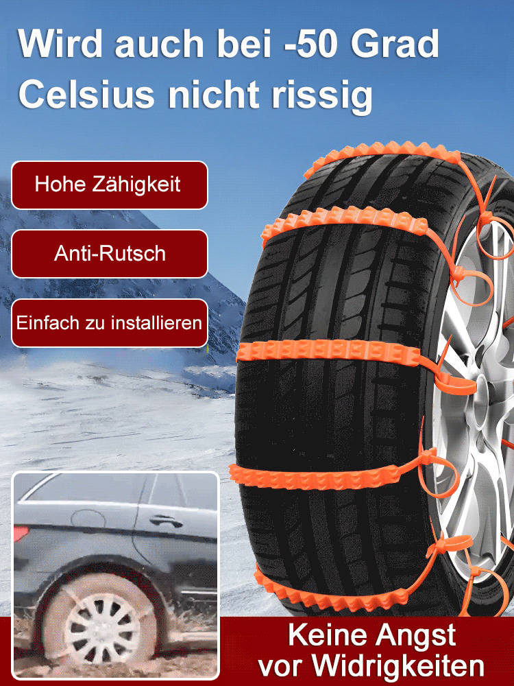 【Ab 1,20 € pro Stück】 Nie tragende Schneeketten für Autos und Motorräder, die Lösung für winterliche Reifentraktion!