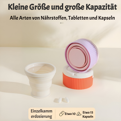 Tragbare kleine Medikamentenbox mit Wasserbecher, tragbare Medikamentenbox mit Verpackung, versiegel