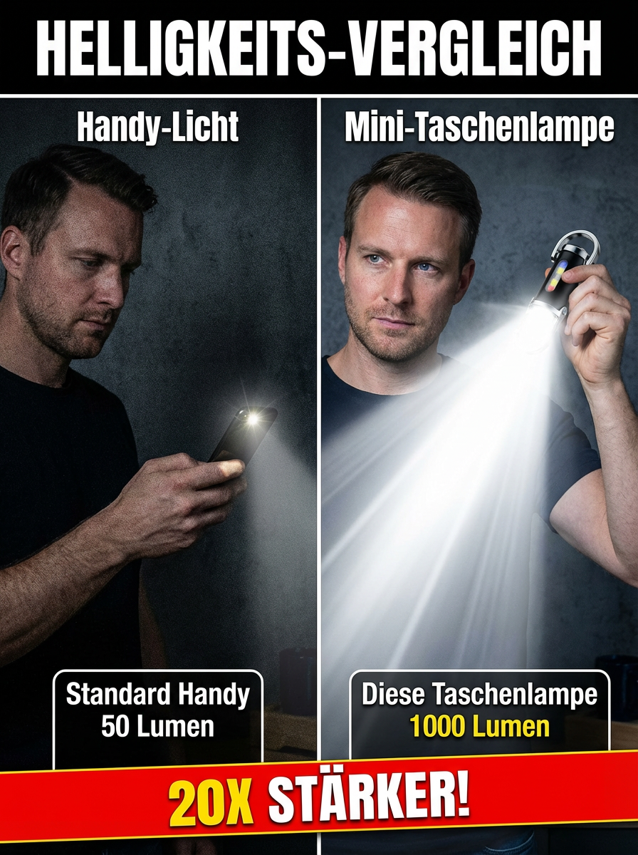 【10 Jahre Garantie】Mini LED Taschenlampe Schlüsselanhänger 🔦 Ultrahell, Aluminium, Notfall-Sicherheit ✨