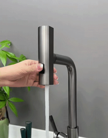 Kalt-warm drehbarer Universal-Ausziehhahn💧 Schluss mit Bücken! ✅ Dieser ausziehbare Wasserhahn mit Filter und 4 Modi schont Ihren Rücken und spart Wasser.