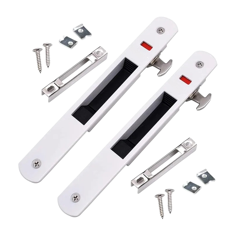 2PCS Türschloss, Schiebetür-Fenster-Hakenschloss, Schiebetür-bündiger Riegel, mobile Tür, einseitiger Schlossverschluss für Zuhause