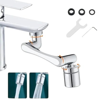 Wasserhahn Aufsatz Verl?ngerung Drehbarer 1440°, Wassersparendem Strahlregler für Küche Badezimmer, Rotierender Wasserhahn Schwenkbarer, Messing