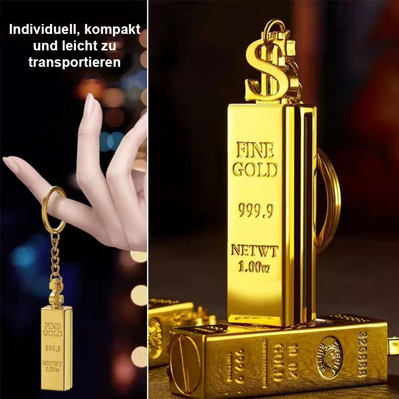 🥇 Goldbarren-Streichholz | Schlüsselanhänger + 10.000 Zündungen | Stylish & Lucky!