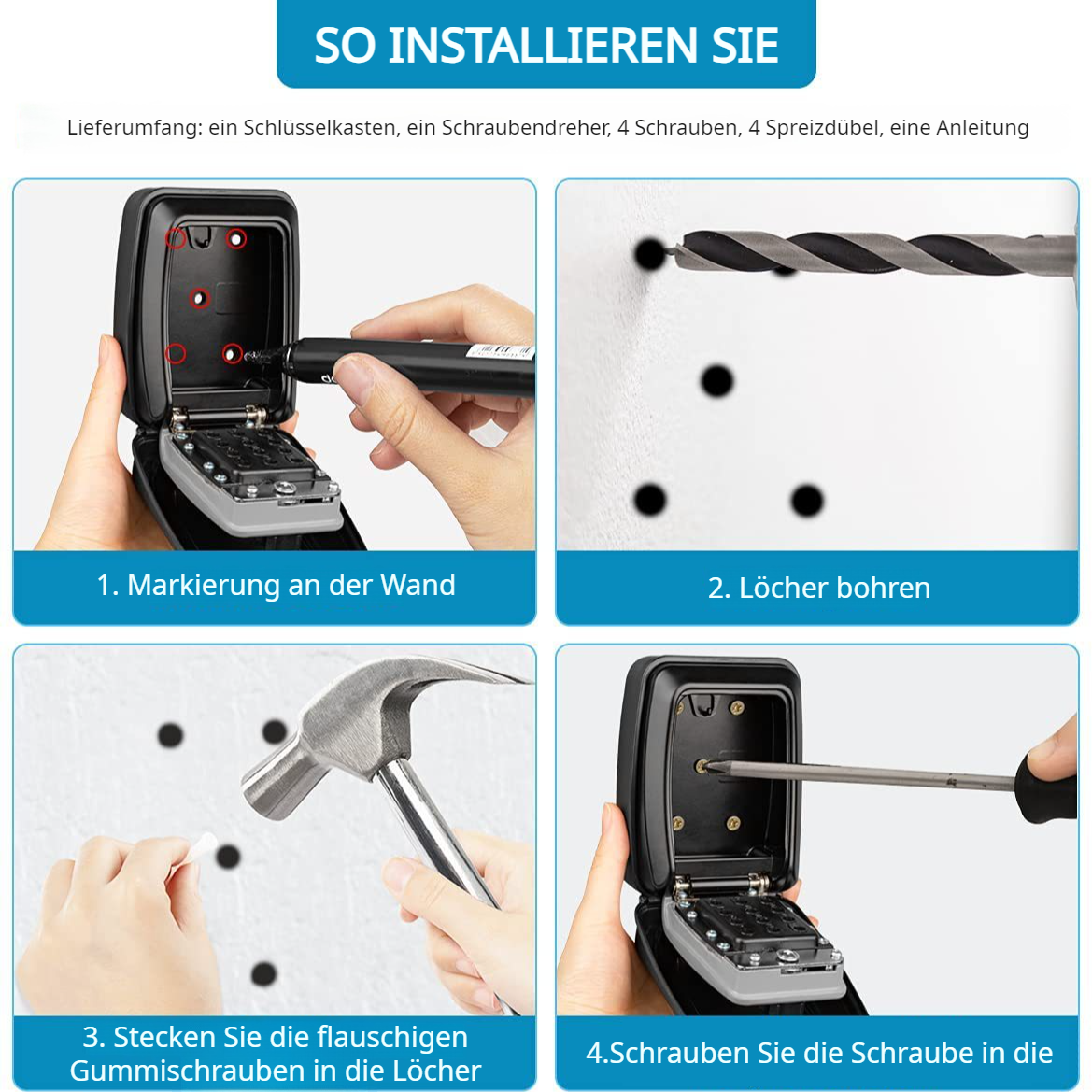 Fahrzeugmontierter hängender Autofenster-Diebstahlschutzcode-Schlüsselkasten, wandmontierter Schließ