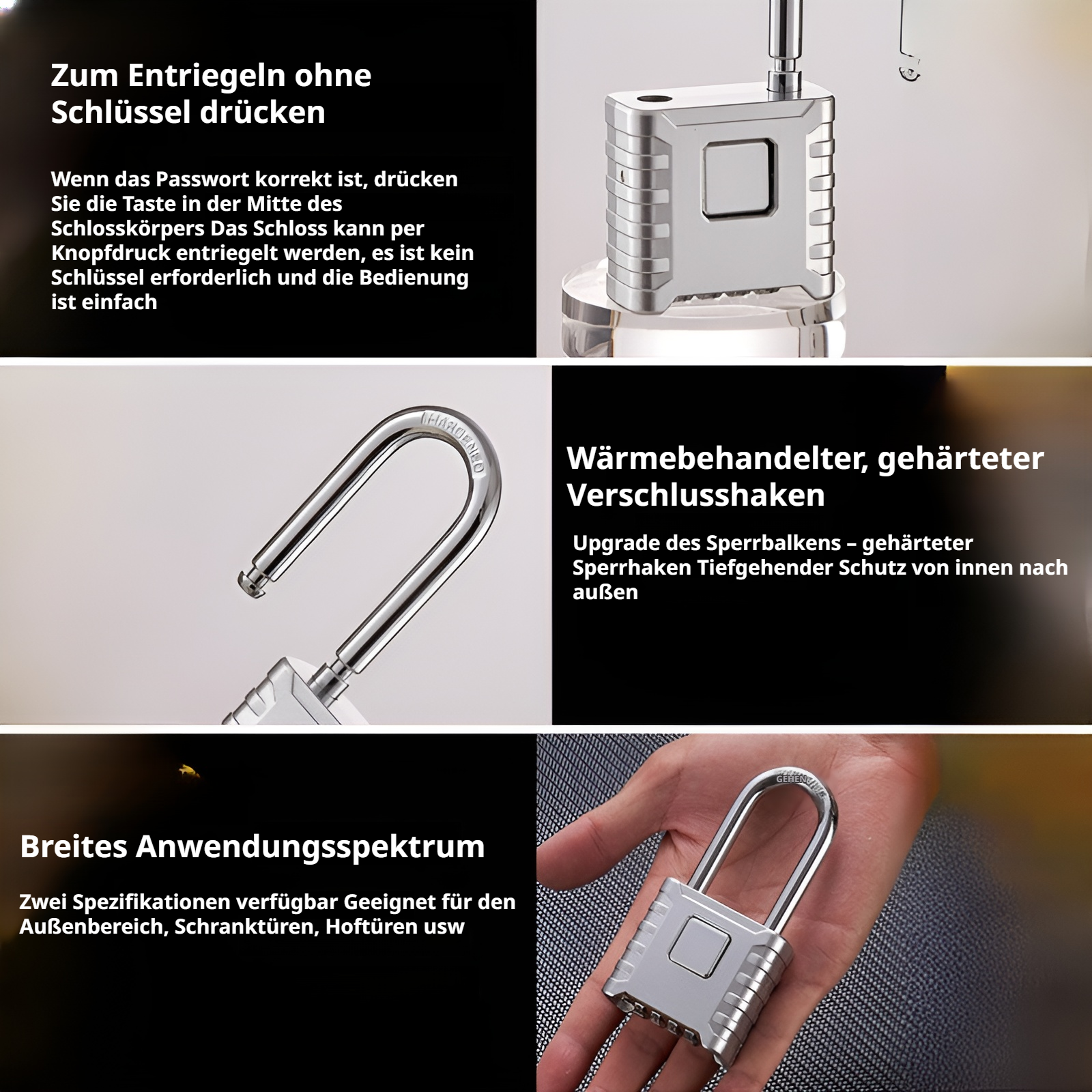 Großes Passwort-Vorhängeschloss, Hardware-Lagerverwaltungsschloss, Hoftür, Studentenwohnheimtür, Ver