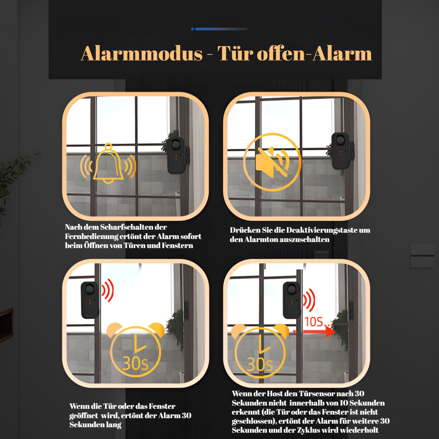 Tür- und Fenster-Diebstahlsicherung, magnetische Fernbedienung, Alarm, Autofenster-Zähler, Diebstahl