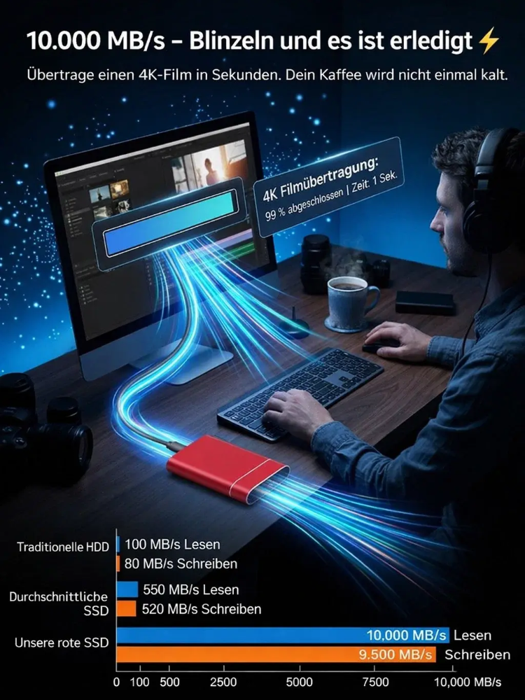 32TB - USB 3.2 Gen1| 10.000 MB/s Geschwindigkeit