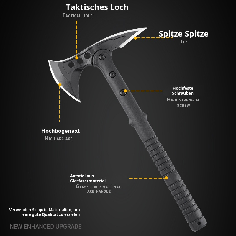 Multifunktionale taktische Axt, Bergaxtmesser, Outdoor-Selbstverteidigungs-Überlebenswaffe, Feldfäll