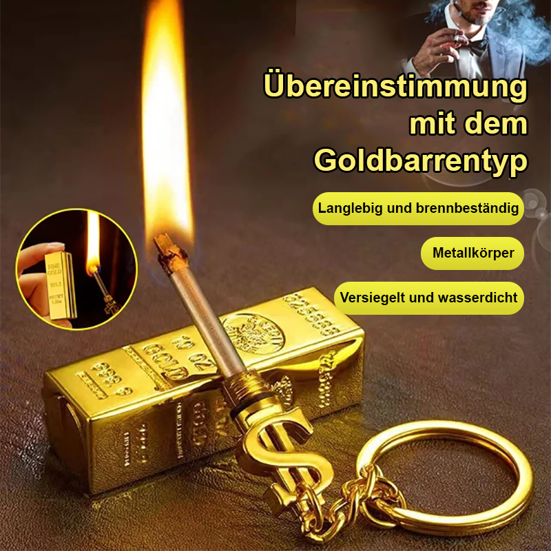 🥇 Goldbarren-Streichholz | Schlüsselanhänger + 10.000 Zündungen | Stylish & Lucky!