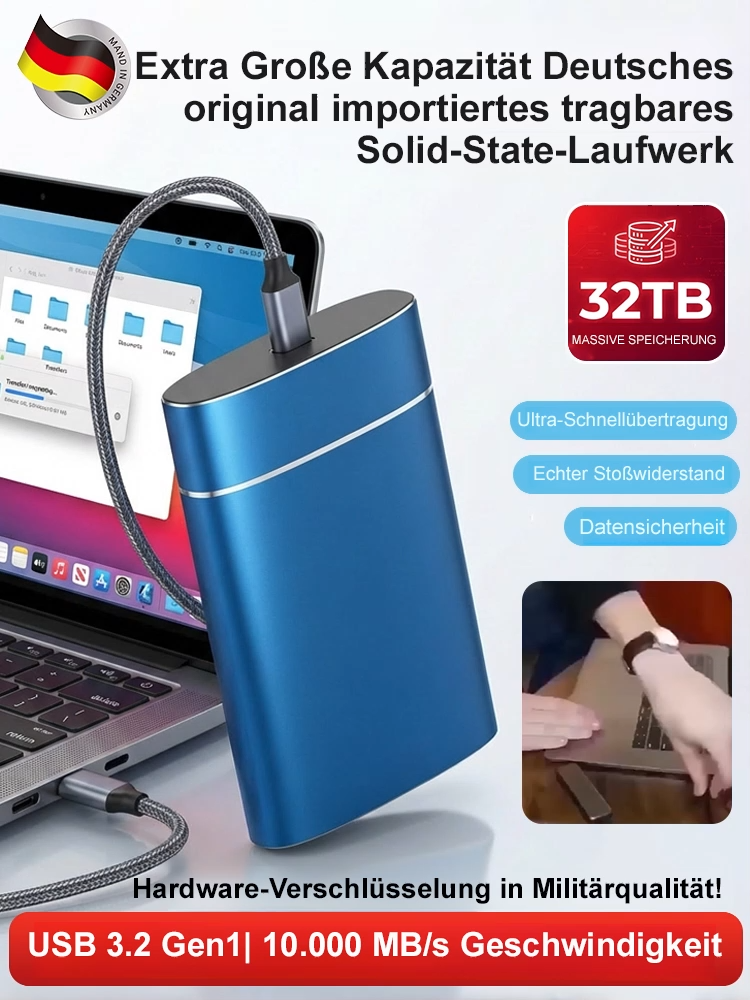32TB - USB 3.2 Gen1| 10.000 MB/s Geschwindigkeit