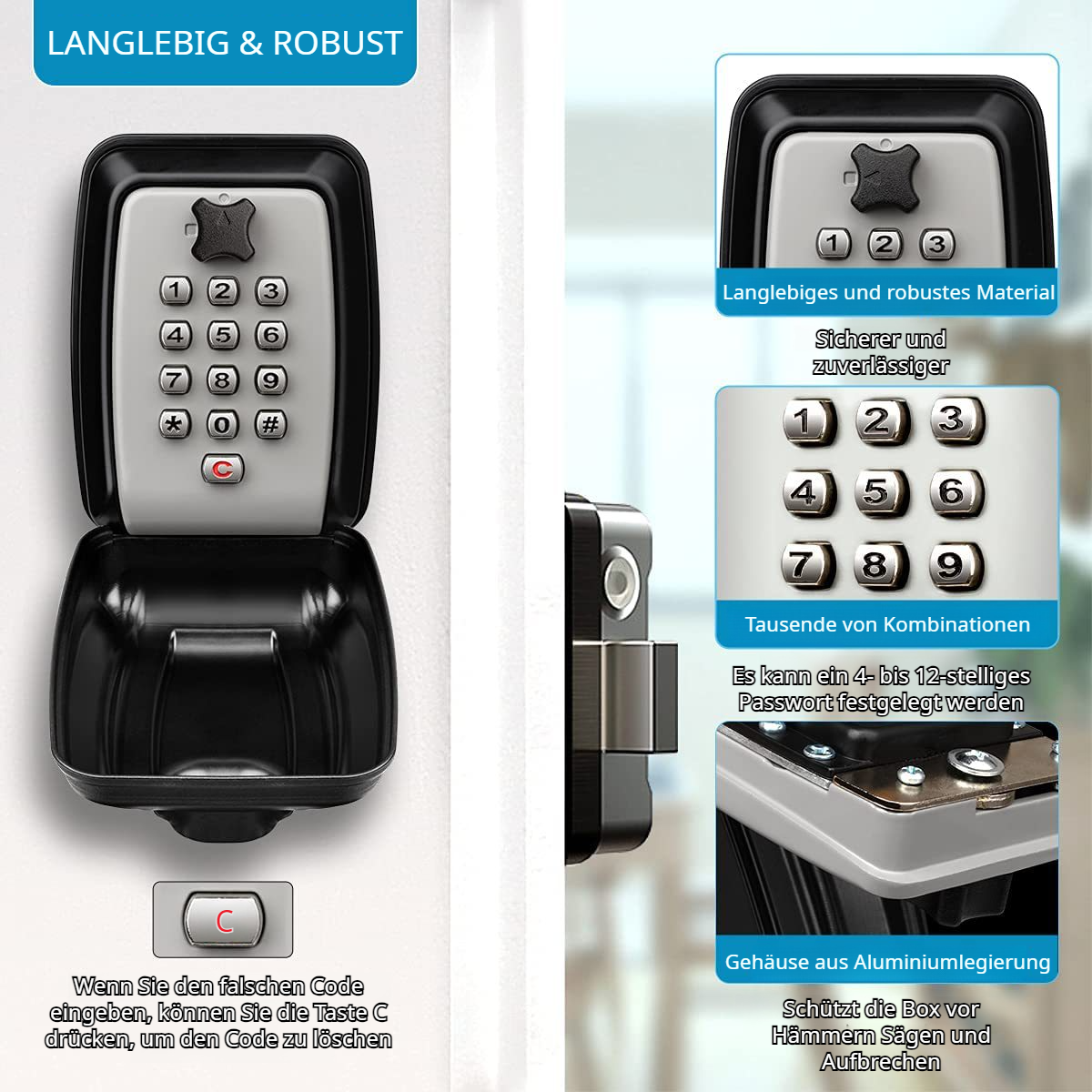 Fahrzeugmontierter hängender Autofenster-Diebstahlschutzcode-Schlüsselkasten, wandmontierter Schließ