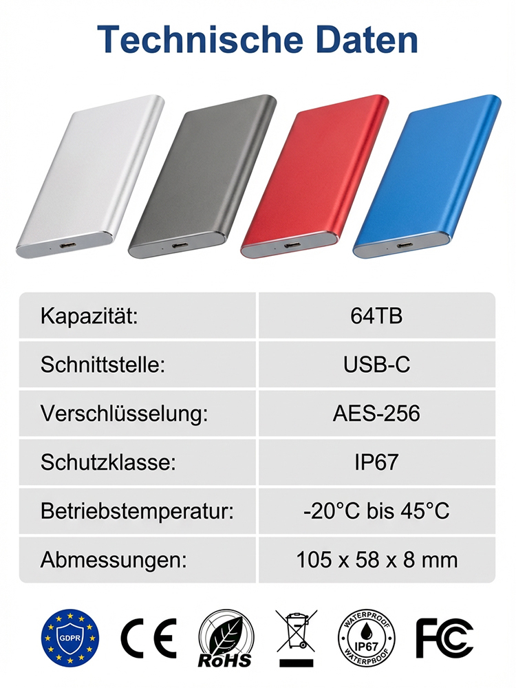 Sekundenschneller Filmgenuss: Ultradünne Hochgeschwindigkeits-SSD-Festplatte