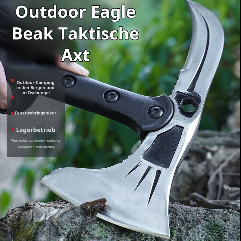 Multifunktionale taktische Axt, Bergaxtmesser, Outdoor-Selbstverteidigungs-Überlebenswaffe, Feldfäll