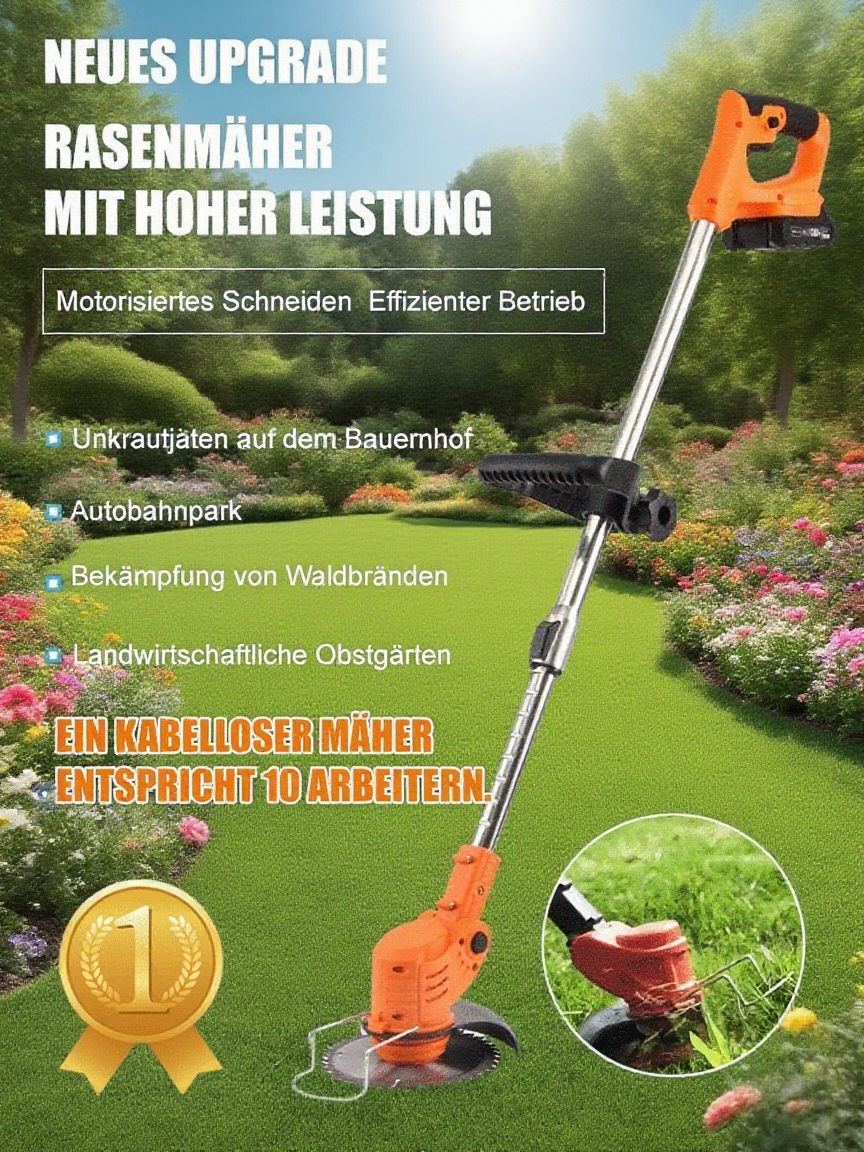 【Über 320.000 verkaufte Einheiten】Bürstenloser, wiederaufladbarer Hochleistungs-Rasenmäher-10 Jahre Garantie