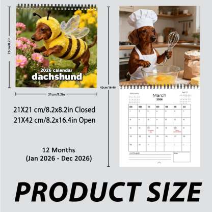 🔥Last Day 49% OFF - 🐶🗓️2026 Dachshund Wall Calendar – Cute Sausage Dog 12-Month Planner for Dog Lovers❤️