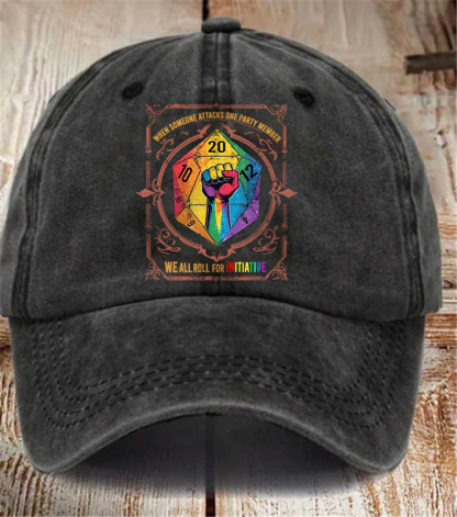 When Someone Attacks One Party Member, We All Roll for Initiative,Pride Month Baseball Cap