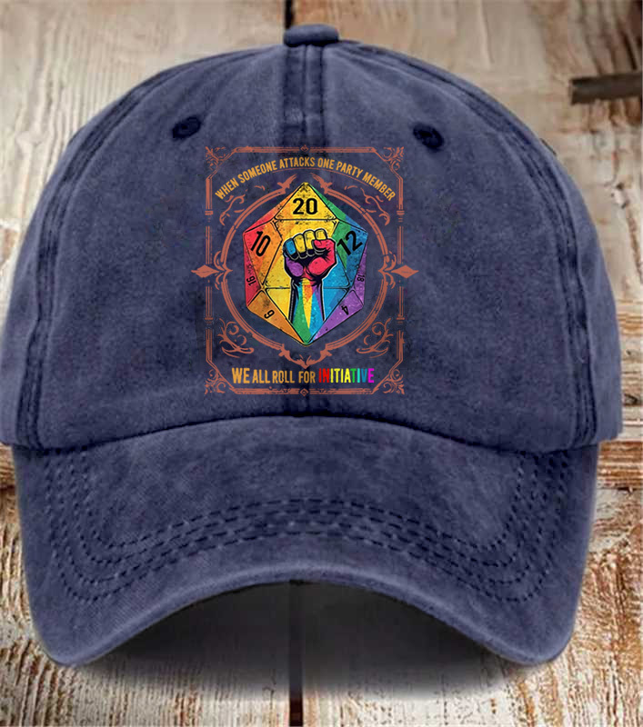 When Someone Attacks One Party Member, We All Roll for Initiative,Pride Month Baseball Cap