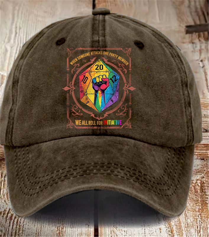 When Someone Attacks One Party Member, We All Roll for Initiative,Pride Month Baseball Cap