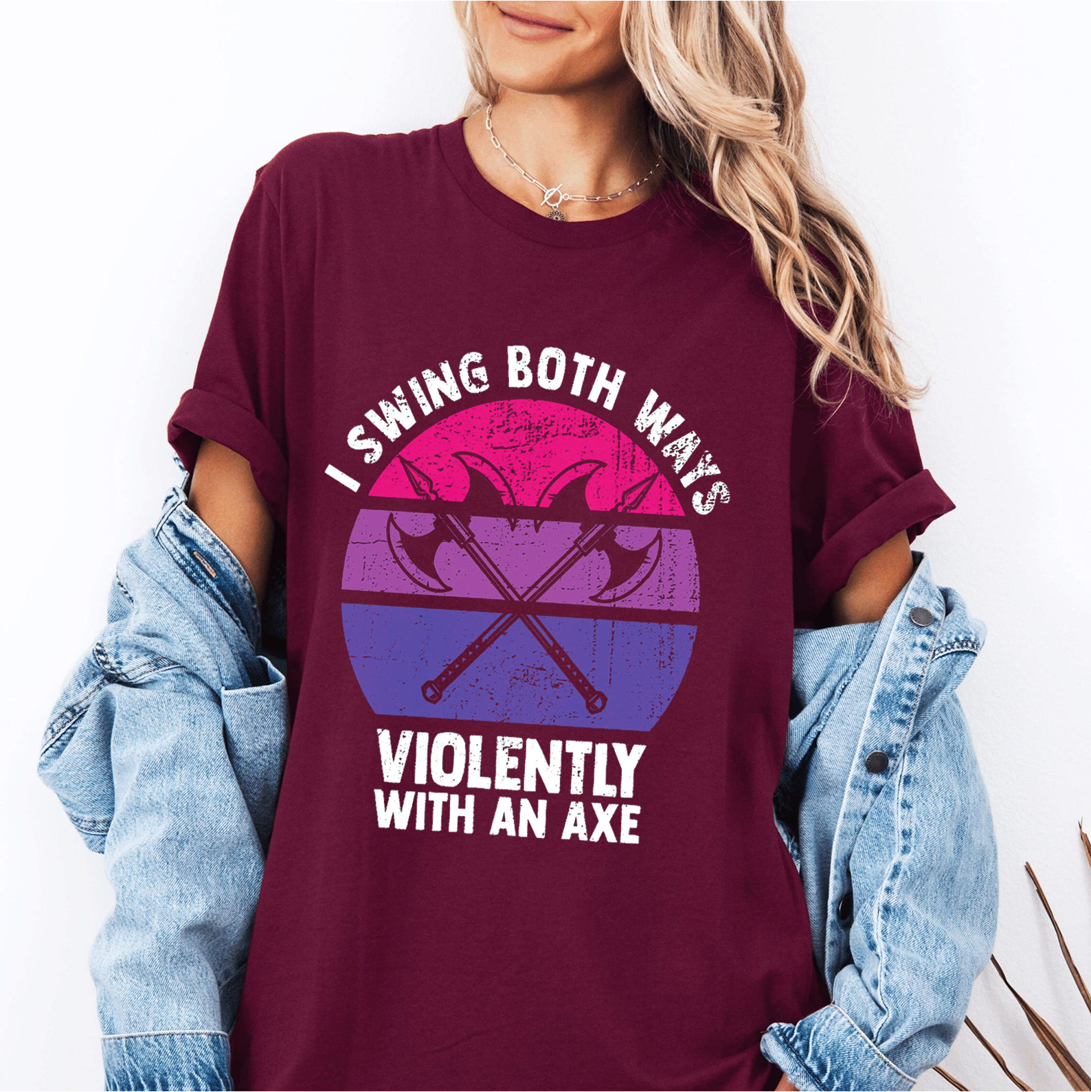 Bisexual, I Swing Both Ways Violently With An Axe Funny LGBT Pride Uni