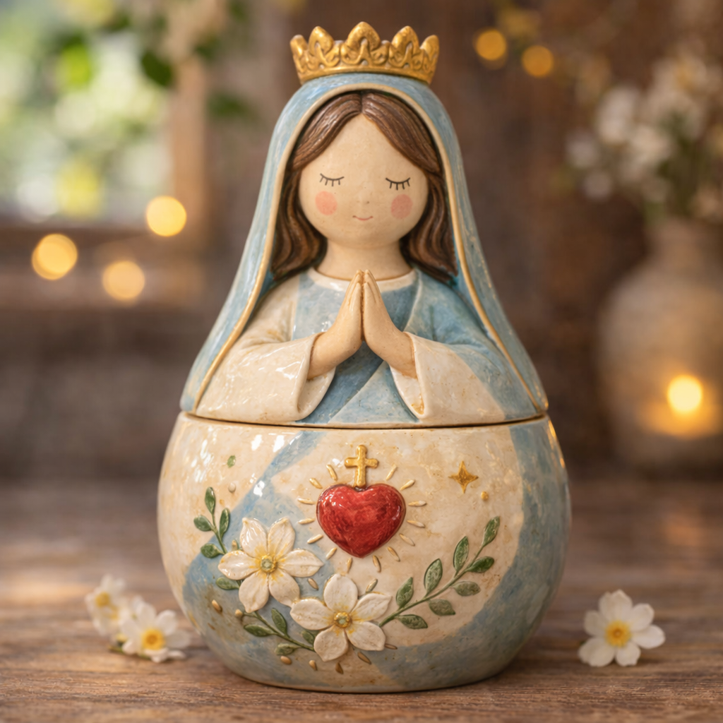 Handmade Jesus & Virgin Mary Mary Prayer Box