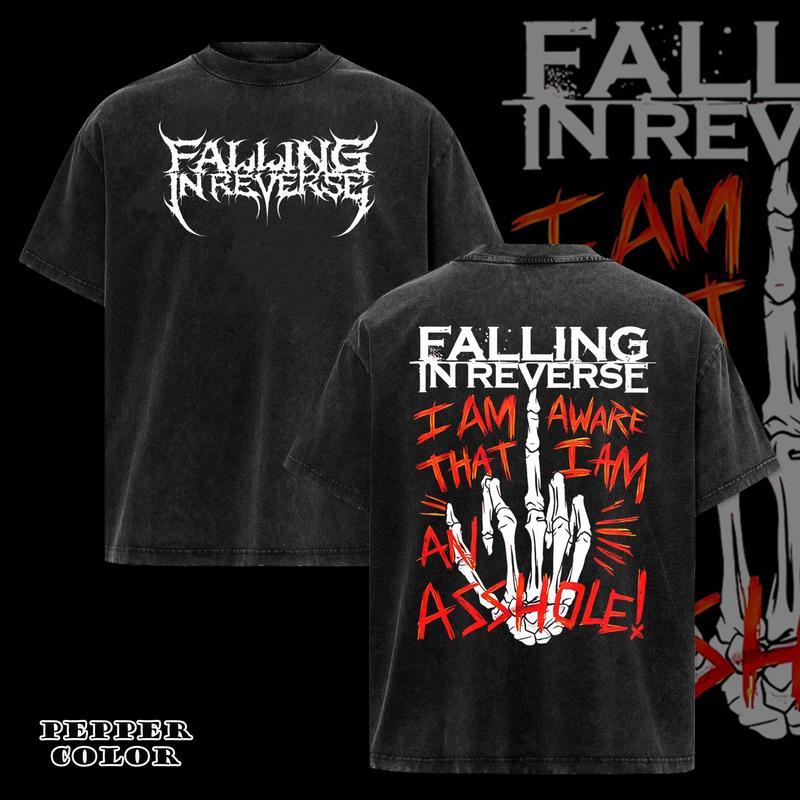 Vintage Retro Falling In Reverse band rock graphic T-Shirt 2 sided 